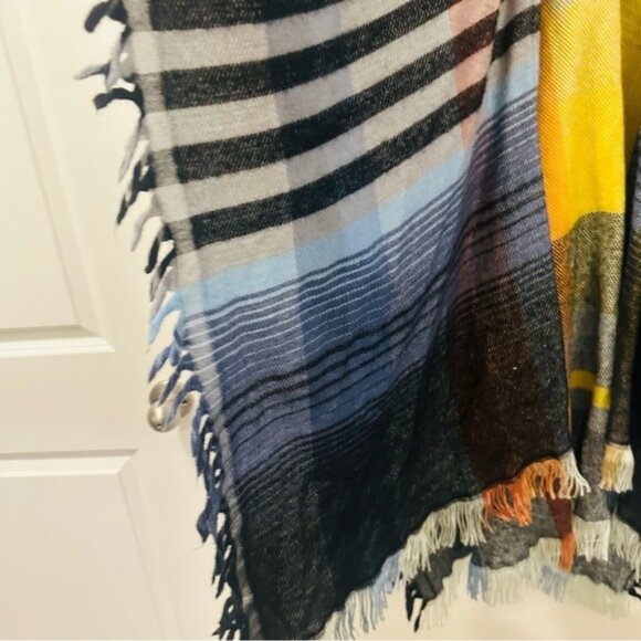 Anthropologie By Anthropologie – Colorful Striped Wool Blend Fringe Ruana Poncho - Picture 9 of 16